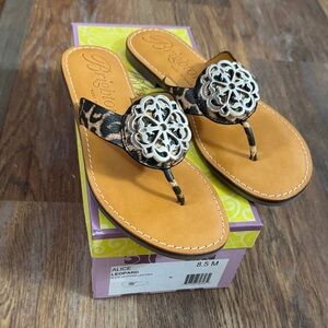 Brighton ALICE Leopard Sandals with Silver Accents SIZE 8.5